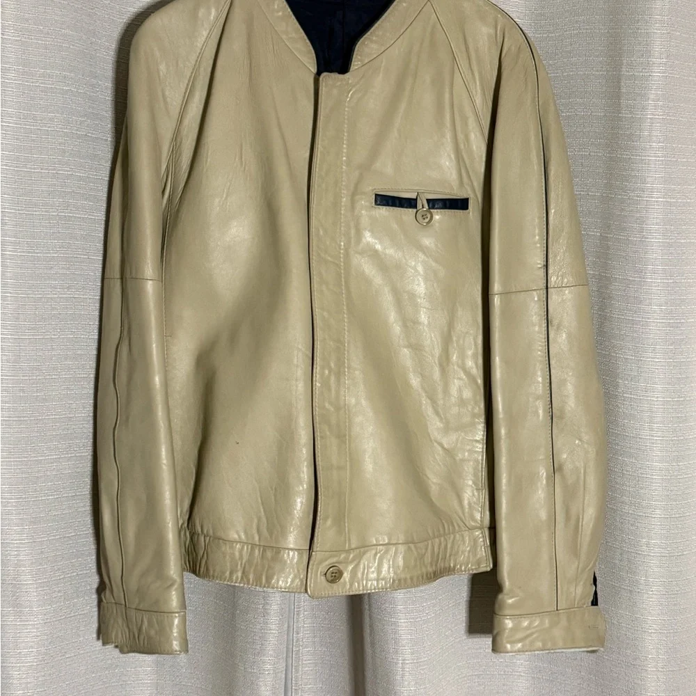 Sakowitz Men's Beige Leather Jacket